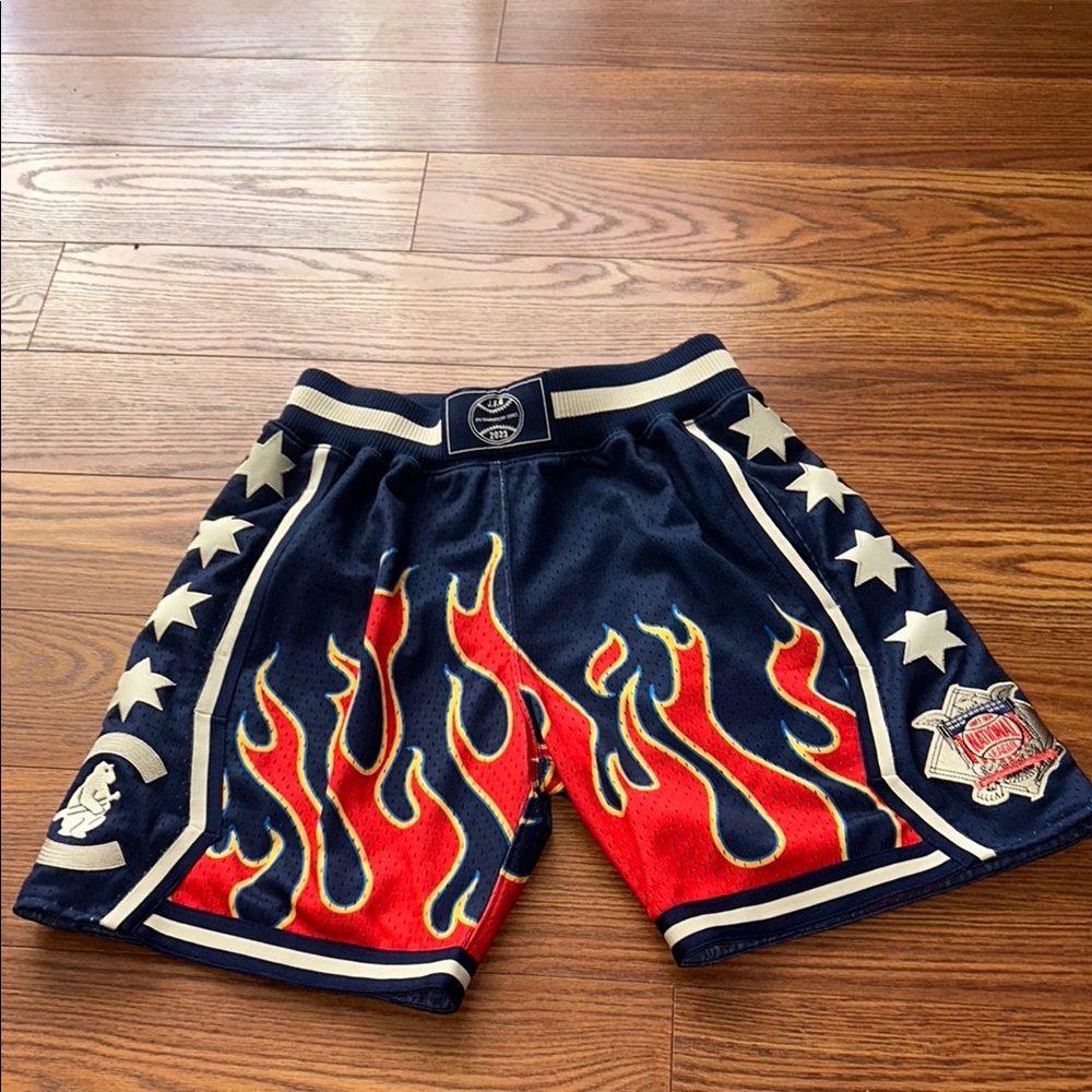 EUC‎ Mitchell & Ness x JFG Rare Navy Chicago Cubs Flame Mens Small Shorts